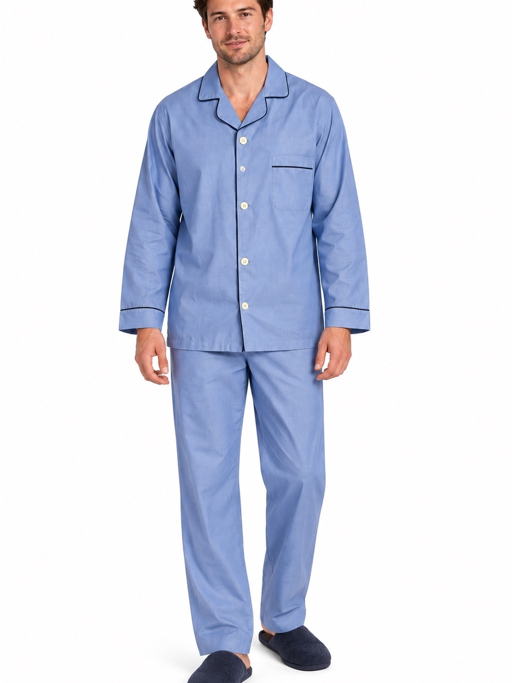 Brooks Brothers Men’s Classic Notch Collar Pajama Set Blue Cotton NWT Size M